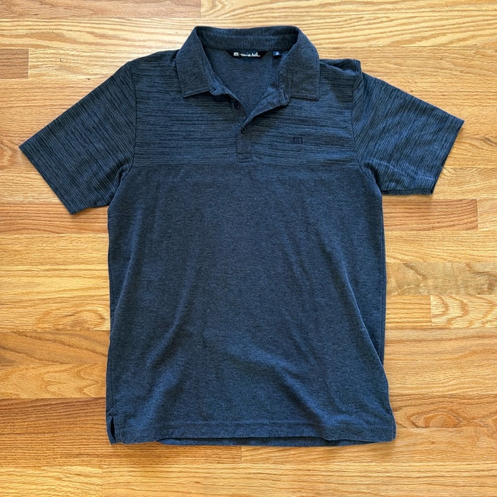 Travis Mathew Dark Gray Striped Polo